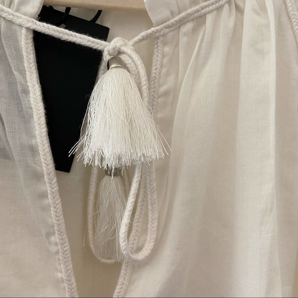 New Paige Tailynn White Long Sleeve Peasent Style Boho Blouse Size Large - Picture 14 of 16